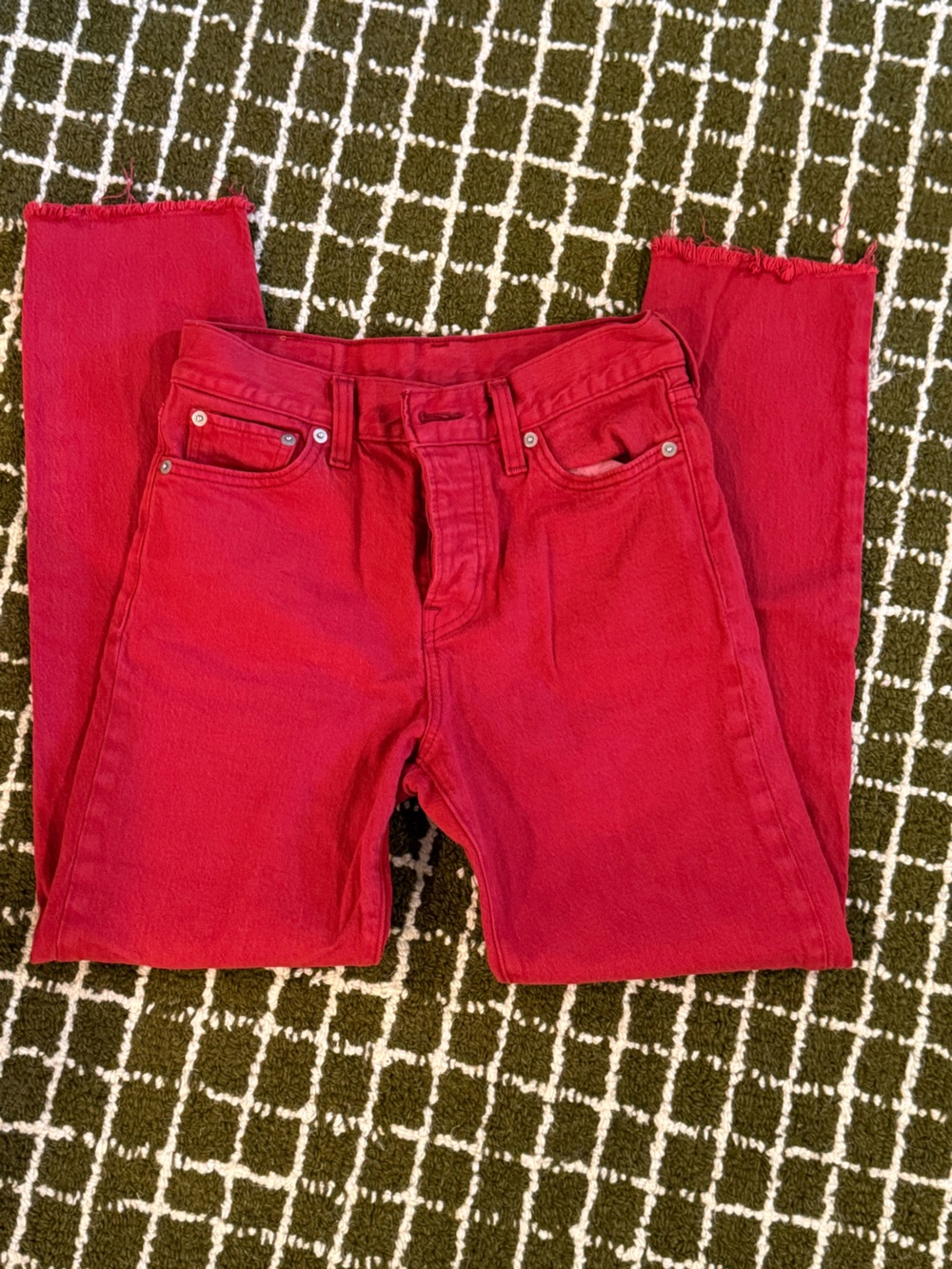 Levi's Women's Straight Leg Crop Jeans in Red Sz 26